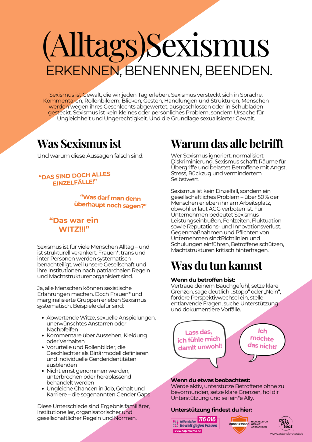 Poster (Alltags)Sexismus . act & protect®
