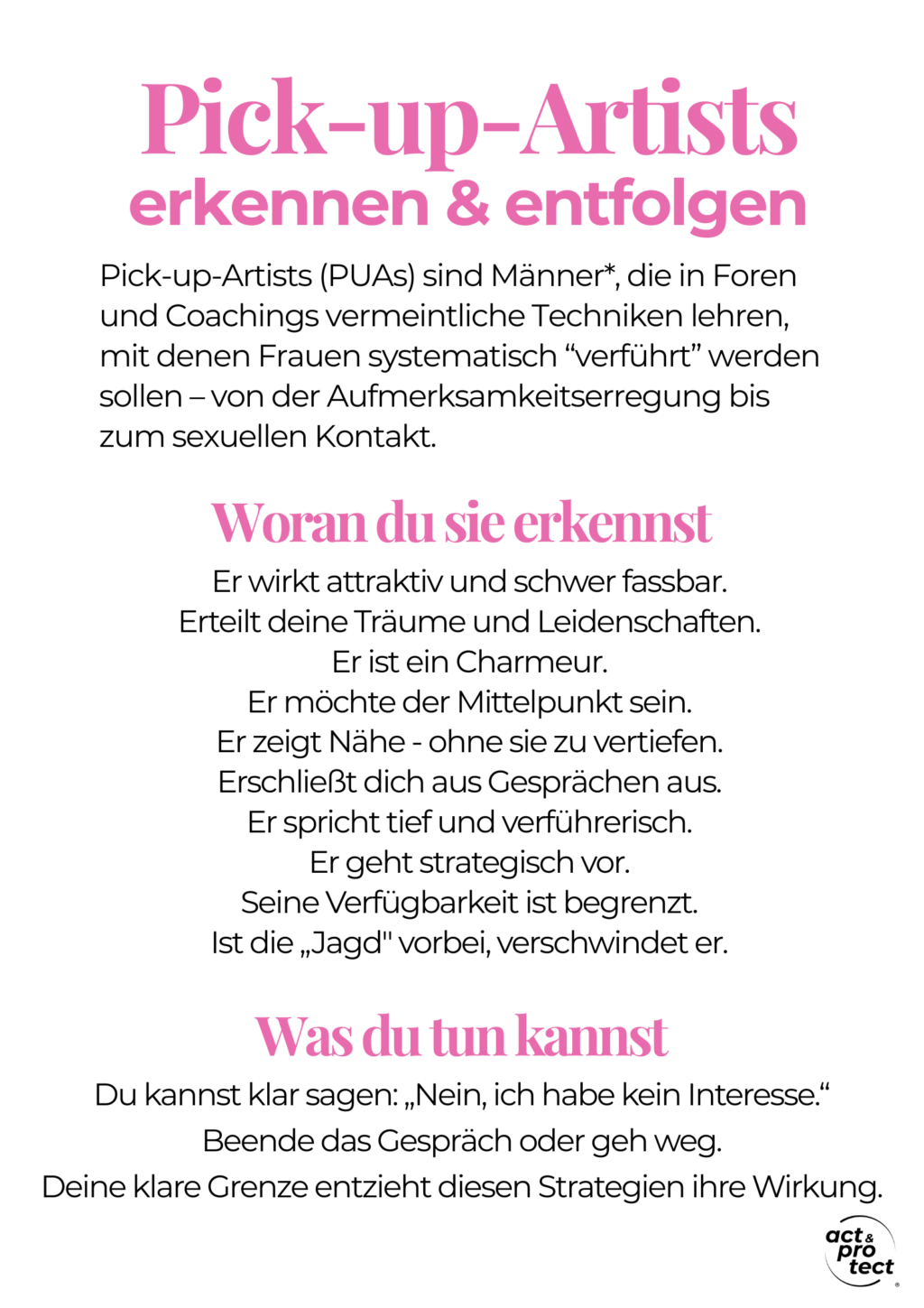 Poster PUA . act & protect®