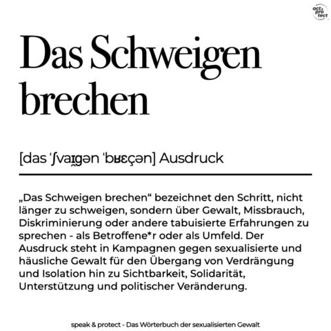 Das Schweigen brechen