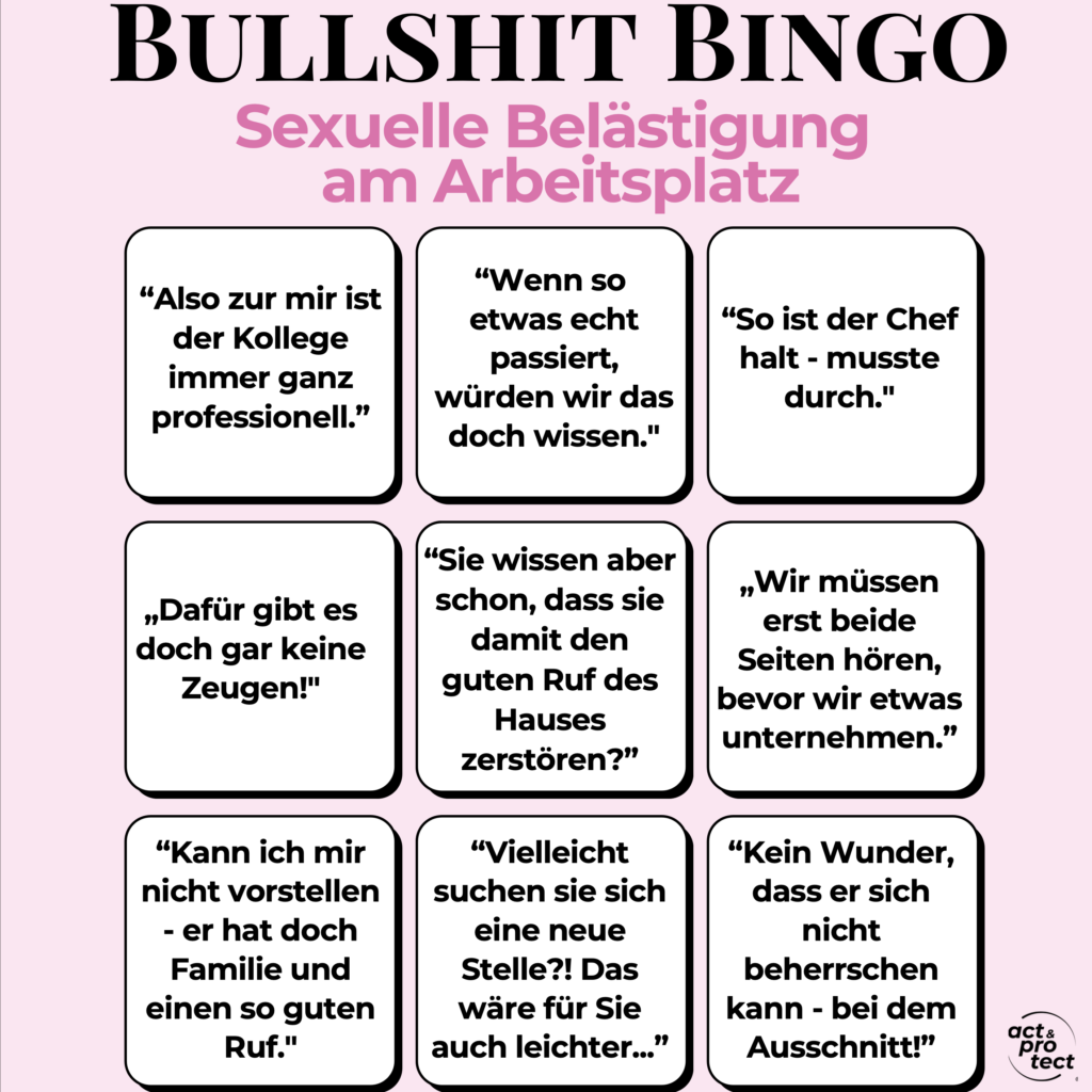 Bullshit Bingo Sexuelle Belästigung . act & protect®
