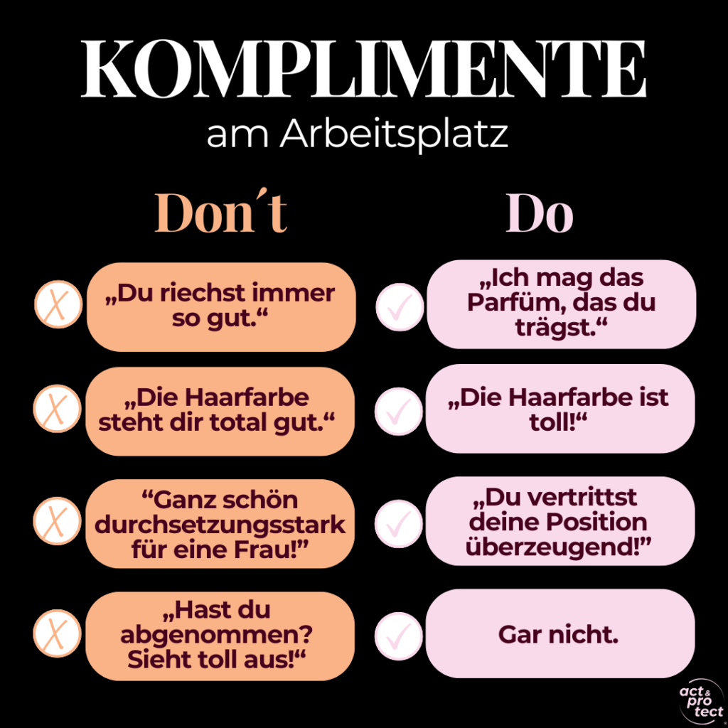 Komplimente am Arbeitsplatz . act & protect®
